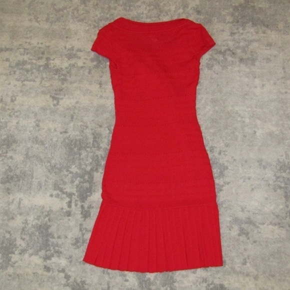 Catherine Malandrino Dress Red Bandage Bodycon Pleated Ruffle with Slip Sz S - Picture 12 of 12